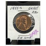 1955-S Lincoln Wheat Cent CH UNC 64/65 RB