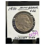 1920 Buffalo Nickel With Mint Error