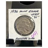1936 Buffalo Nickel with Mint Error