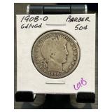 1908-O Barber Half Dollar Graded Gd/VG