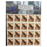 Block of 20 US 1c Kestrel Bird Stamps