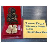 India Radha Krishna Hindu Idol in 24KT Gold Plate