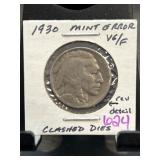 1930 Buffalo Nickel with Mint Error