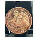 1 Ounce Copper Round Featuring Liberty and Eagle
