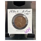 1930-S Lincoln Wheat Penny, Extra Fine