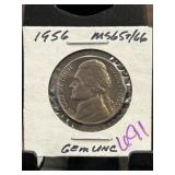 1956 Jefferson Nickel in Gem Uncirculated Conditio