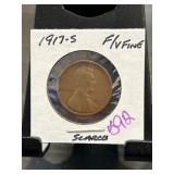 1917-S Lincoln Wheat Cent in Fine/Very Fine Condit