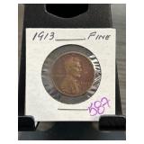 1913 Lincoln Wheat Cent Graded as Fine