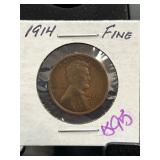 1914 Lincoln Wheat Penny in Fine Condition