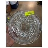 Pressed Glass Decorative Plate with Geometric Patt