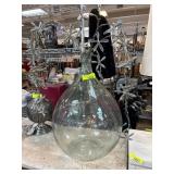 Glass Bottle Vase With Decorative Floral Accent