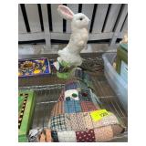 Decorative Rabbit Figurines and Patchwork Bunny