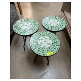 Three Mosaic Top Side Tables