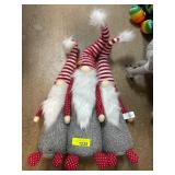 Three Red and Gray Holiday Gnomes