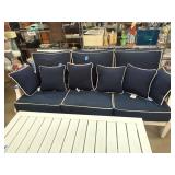 White Patio Set with Navy Sunbrella Cushions