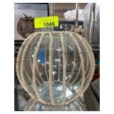 Round Glass Vase with Beaded Rope Design
