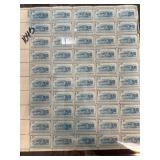 Sheet of U.S. 3-Cent Train Postage Stamps