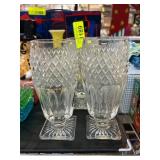 Three Clear Pressed Glass Goblets