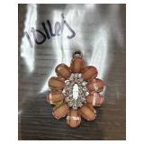 Floral Pendant With Rhinestone Accents