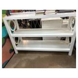 White Wooden Bookshelf with Circular Side Accents