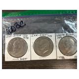 Three Eisenhower Dollars (1976, 1976, 1977)