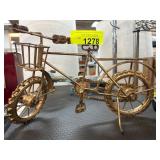 Metal Bicycle Sculpture with Gold Finish