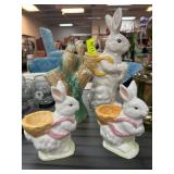 Ceramic Rabbit and Bird Figurines