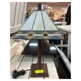 Stained Glass Table Lamp With Geometric Shade