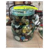 Glass Jar Filled with Assorted Buttons