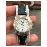 Stainless Steel Quartz Wristwatch with Leather Str