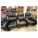 Black PVC Power Recliner Theater Seating