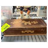 Wooden Inlaid Trinket Box with Compartments