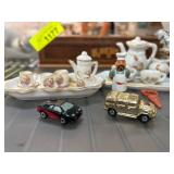 Miniature Porcelain Tea Set and Accessories