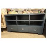 Dark Blue Wooden Media Console With Drawers
