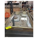 Rectangular Mirrored Serving Tray with Wood Frame