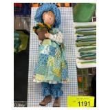 Holly Hobbie Figurine Holding Potted Flowers