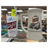 Schlitz Glass and Ceramic Stein Set