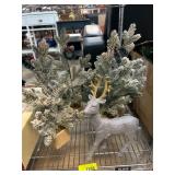 Glitter Reindeer Figure and Frosted Trees Decor