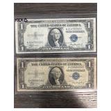 Two US One Dollar Silver Certificates