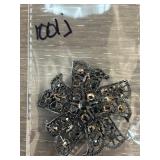 Black Metal Floral Brooch with Faceted Accents