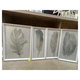 Four Framed White Feather Series Artworks
