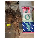 Decorative Woven Deer and Holiday JOY Sign