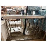 Metal and Wood Console Table with Decorative Frame