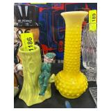 Vintage Ceramic Vases with Green Elf Detail