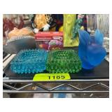 Glass Ashtrays and Raspberry Scented Figure