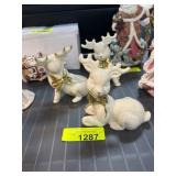 Three Ceramic Reindeer Figurines