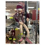 Posable Elf Doll with Burgundy Velvet Outfit
