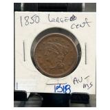 1850 Braided Hair Large Cent Coin