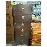 Five-Drawer Wooden Chest with Brass Pulls