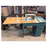 Vintage Sewing Machine With Folding Cabinet